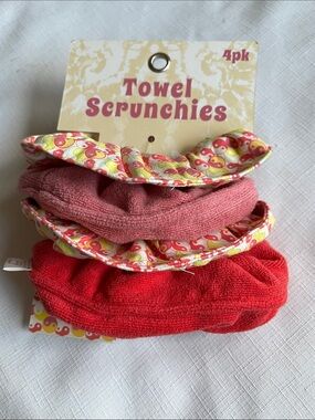 NEW Towel Scrunchies Hair Accessories 
Pink & Patterned 
Four pack
New!